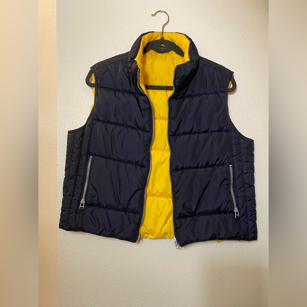 Navy Blue & Yellow Puffer Vest
